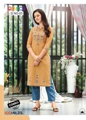 100 Miles Presents Colors Combo Cotton Casual Wear Kurtis Collection
