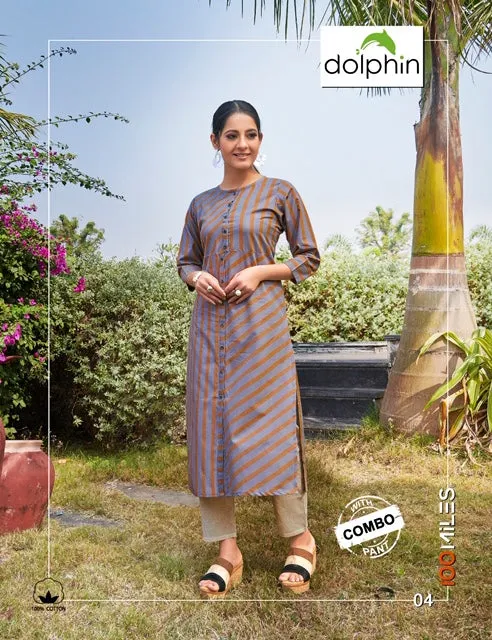 100 Miles Presents Dolphin Cotton Printed Casual Wear Kurtis Collection