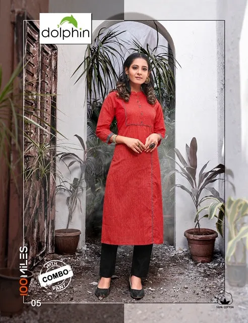 100 Miles Presents Dolphin Cotton Printed Casual Wear Kurtis Collection