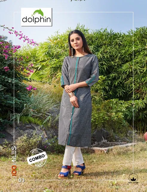 100 Miles Presents Dolphin Cotton Printed Casual Wear Kurtis Collection