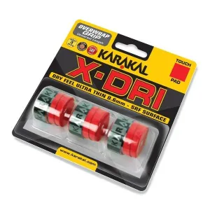 3x Karakal X-DRI Overwrap Super Soft Ultra Thin Racket Grip Red
