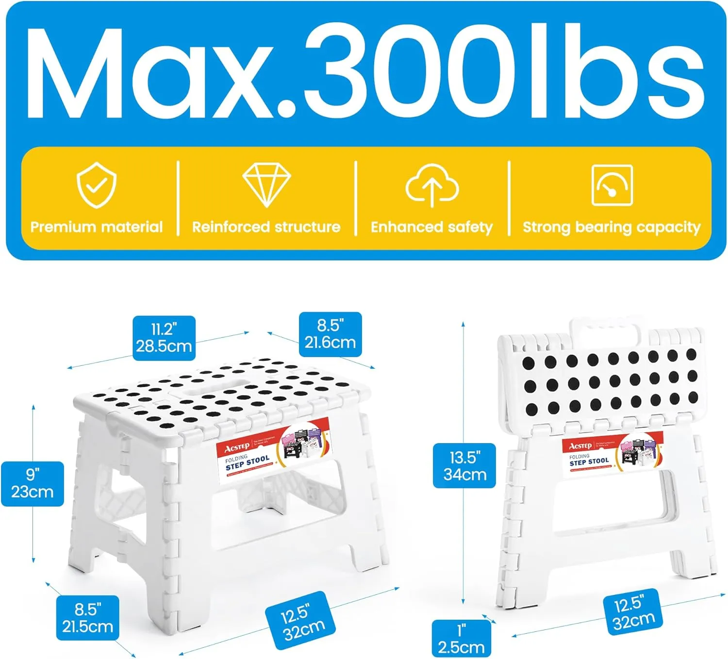 9 Inch Non Slip Foldable Step Stool