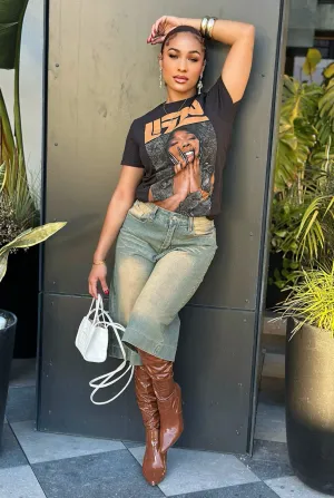 Around the Way Girl - Acid Wash Boy Shorts Oversized Fit Vintage Denim No Stretch Street Style