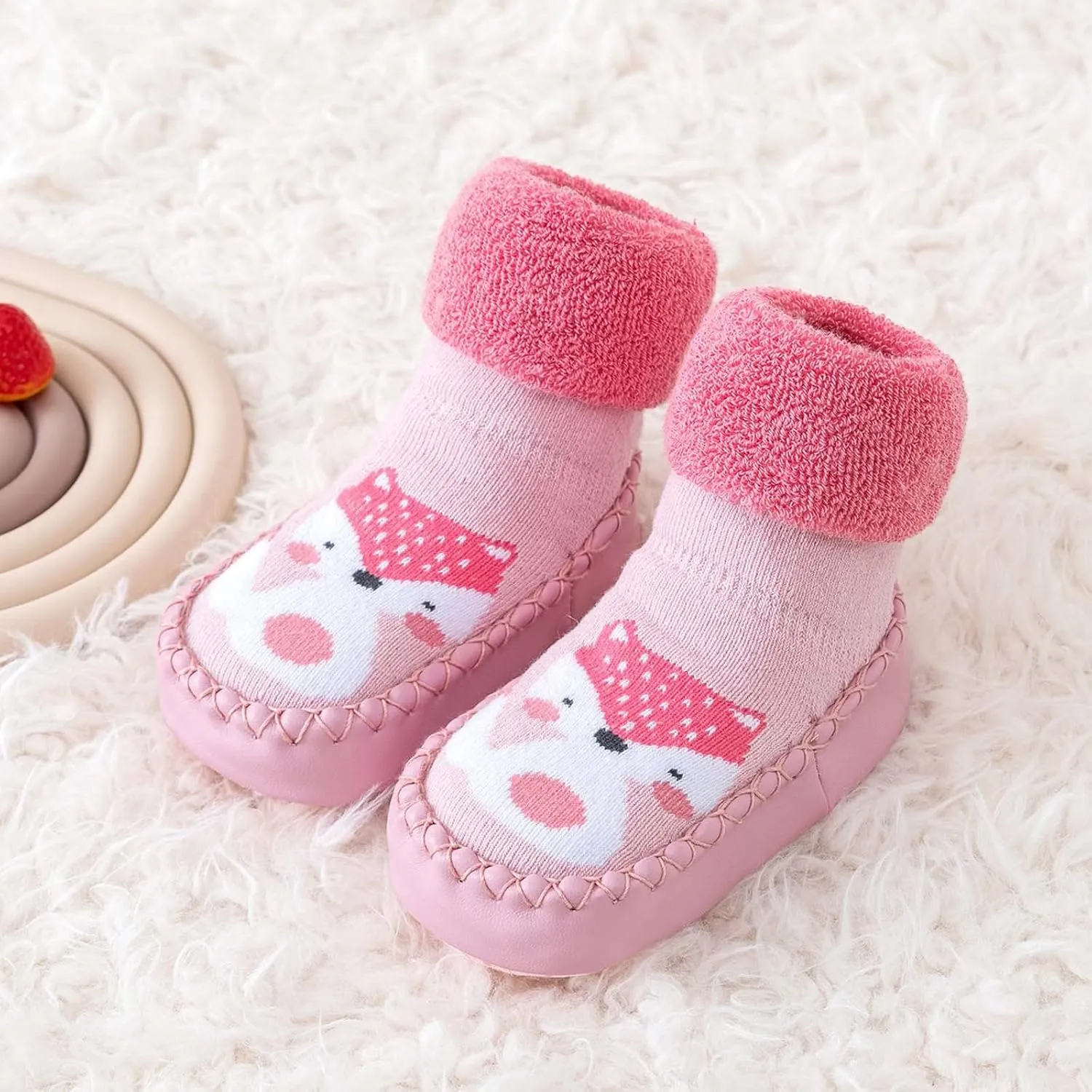Baby Girl Shoes,Autumn Winter Baby Shoes Cute Rabbit Bear Cartoon Children Cotton Warm Soft Non Slip Floor Boots