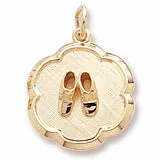 Baby Shoes Disc Charm in Yellow Gold Plated