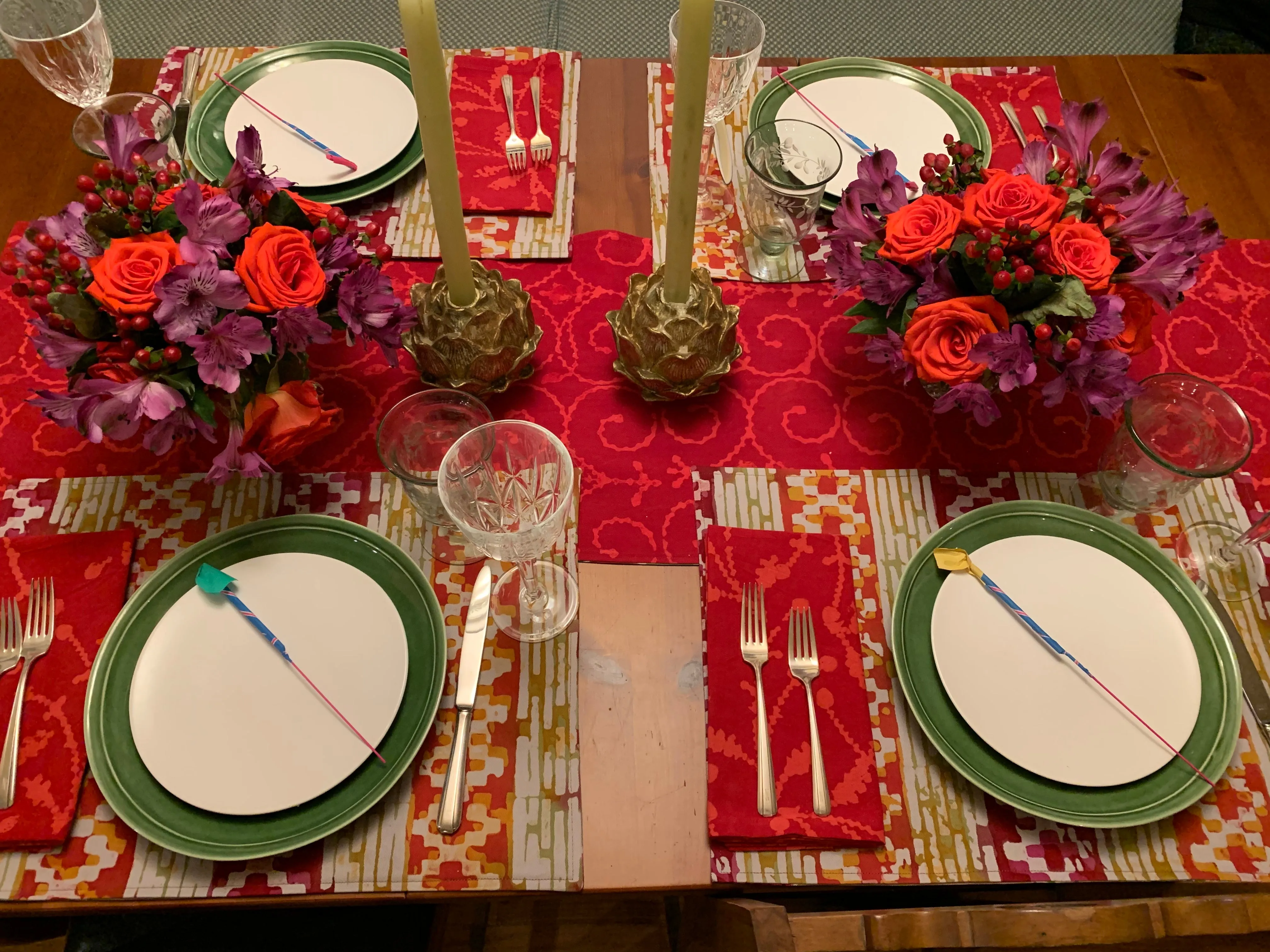 Hand Painted Placemats, Table Runners or Napkin Sets - Santas Secret Path