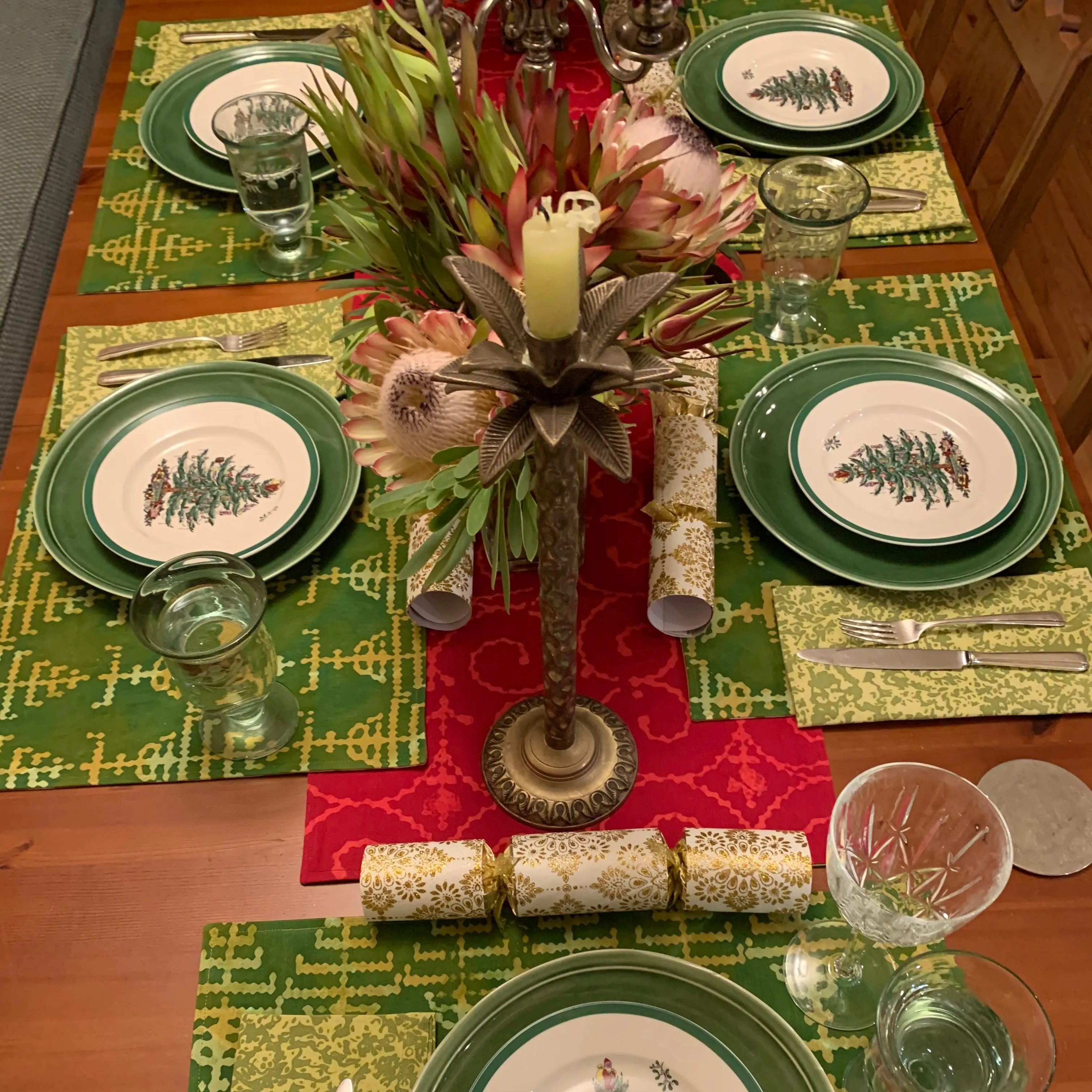 Hand Painted Placemats, Table Runners or Napkin Sets - Santas Secret Path