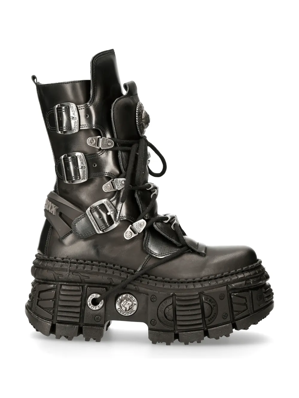 NEW ROCK Edgy Punk Rock Ankle Boots with Metallic Details