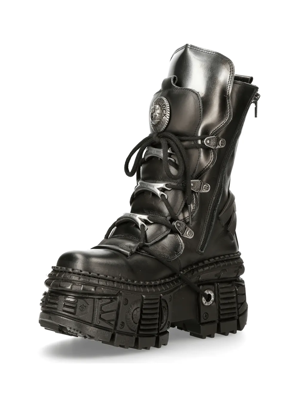 NEW ROCK Edgy Punk Rock Ankle Boots with Metallic Details