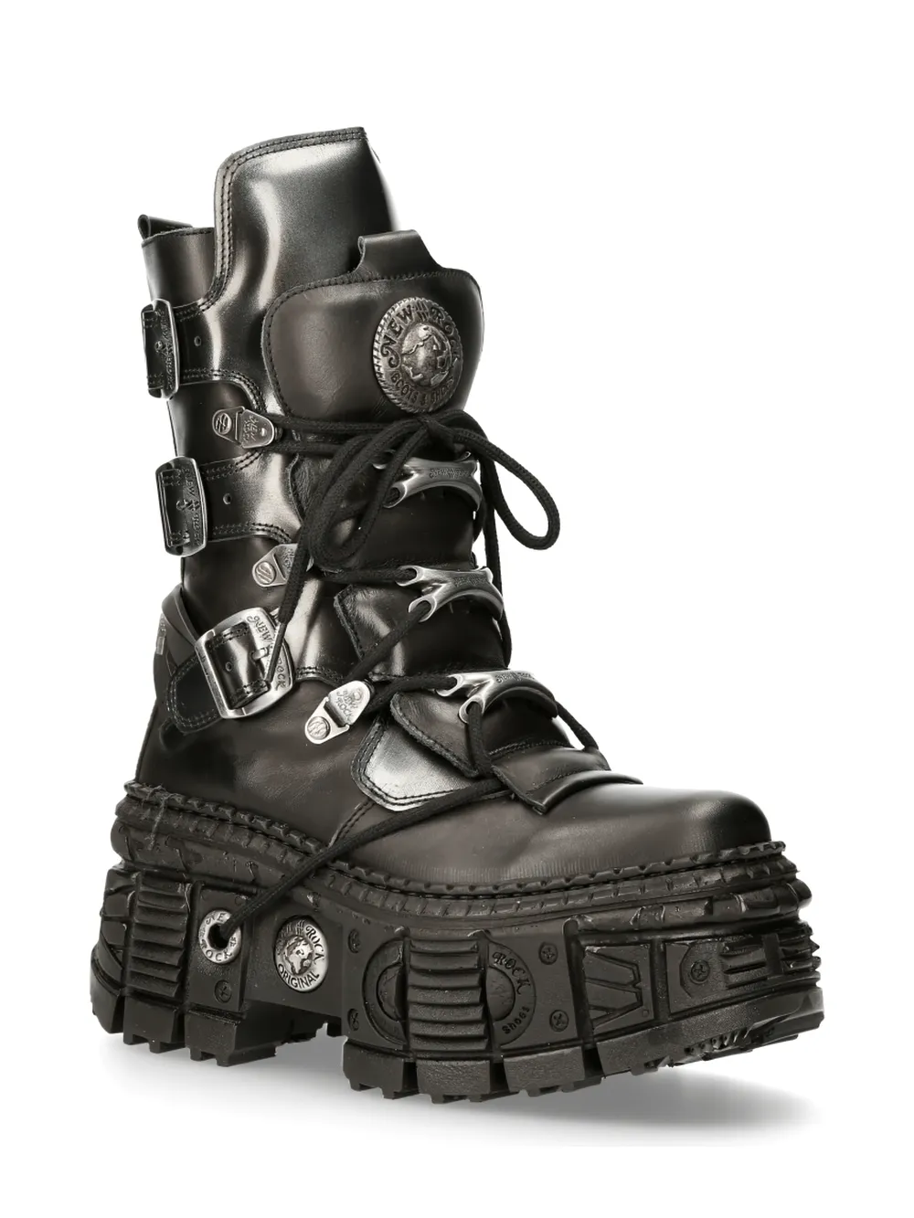 NEW ROCK Edgy Punk Rock Ankle Boots with Metallic Details