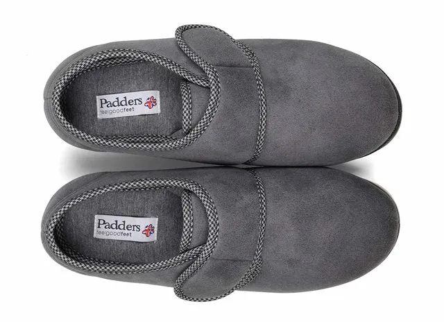 Padders Mens Slippers Harry Dark Grey
