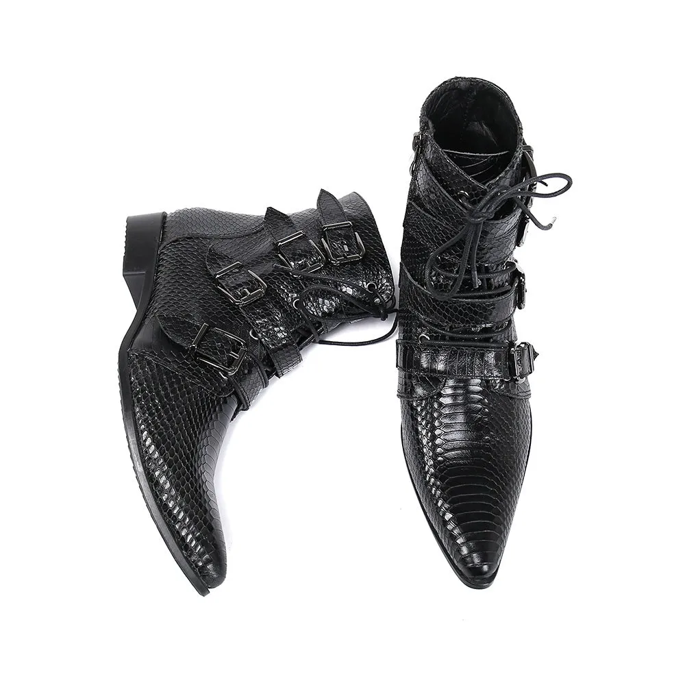 Pointed Toe Lace Up Ankle Boots