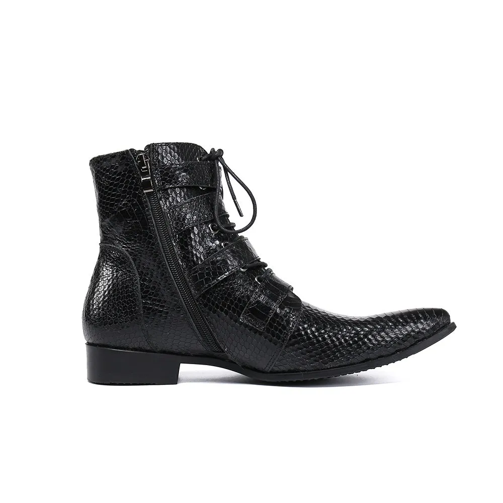 Pointed Toe Lace Up Ankle Boots