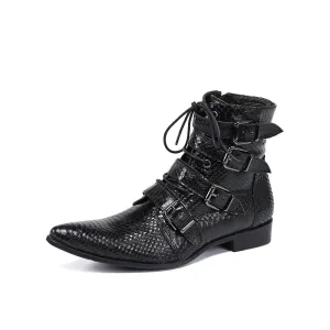 Pointed Toe Lace Up Ankle Boots