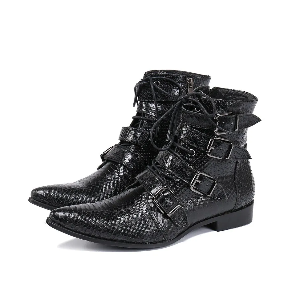 Pointed Toe Lace Up Ankle Boots