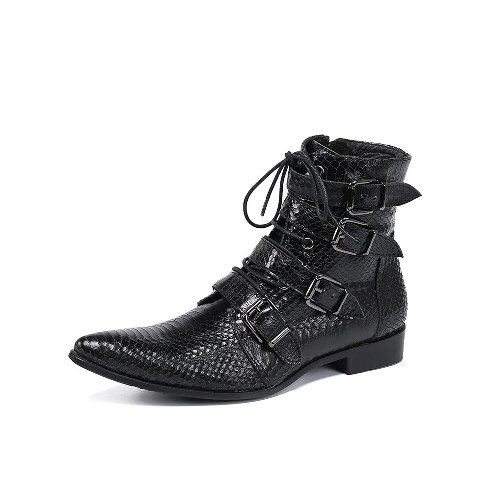 Pointed Toe Lace Up Ankle Boots