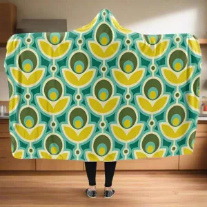 Retro Flowers Hooded Blanket