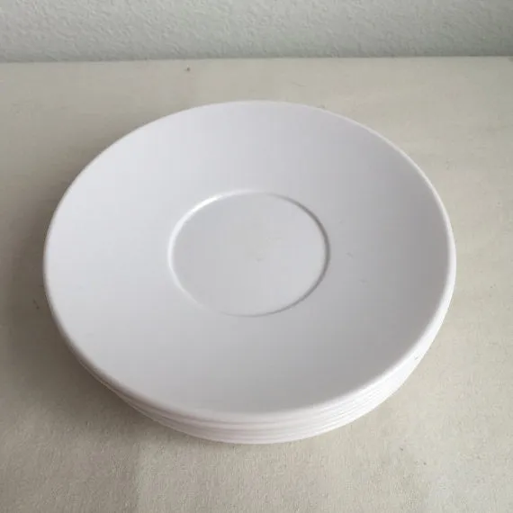 Set of 8 Vintage Mid Century White Melamine Saucers - Melamine saucers - Allied Chemical