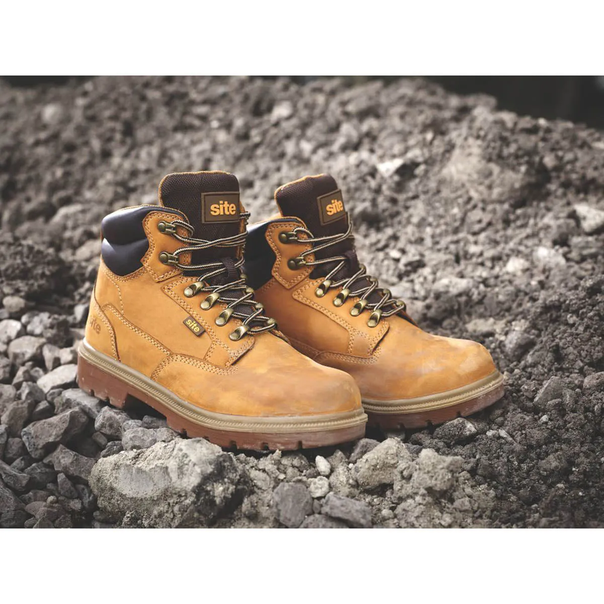 Site Safety Boots Womens Wide Fit Honey Leather Work Shoes Steel Toe Size 7