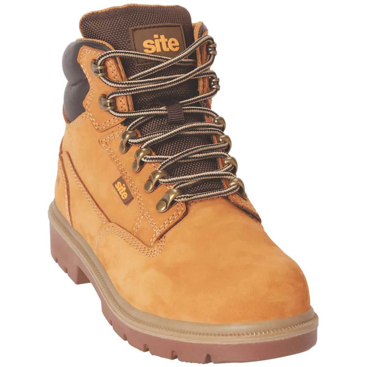 Site Safety Boots Womens Wide Fit Honey Leather Work Shoes Steel Toe Size 7