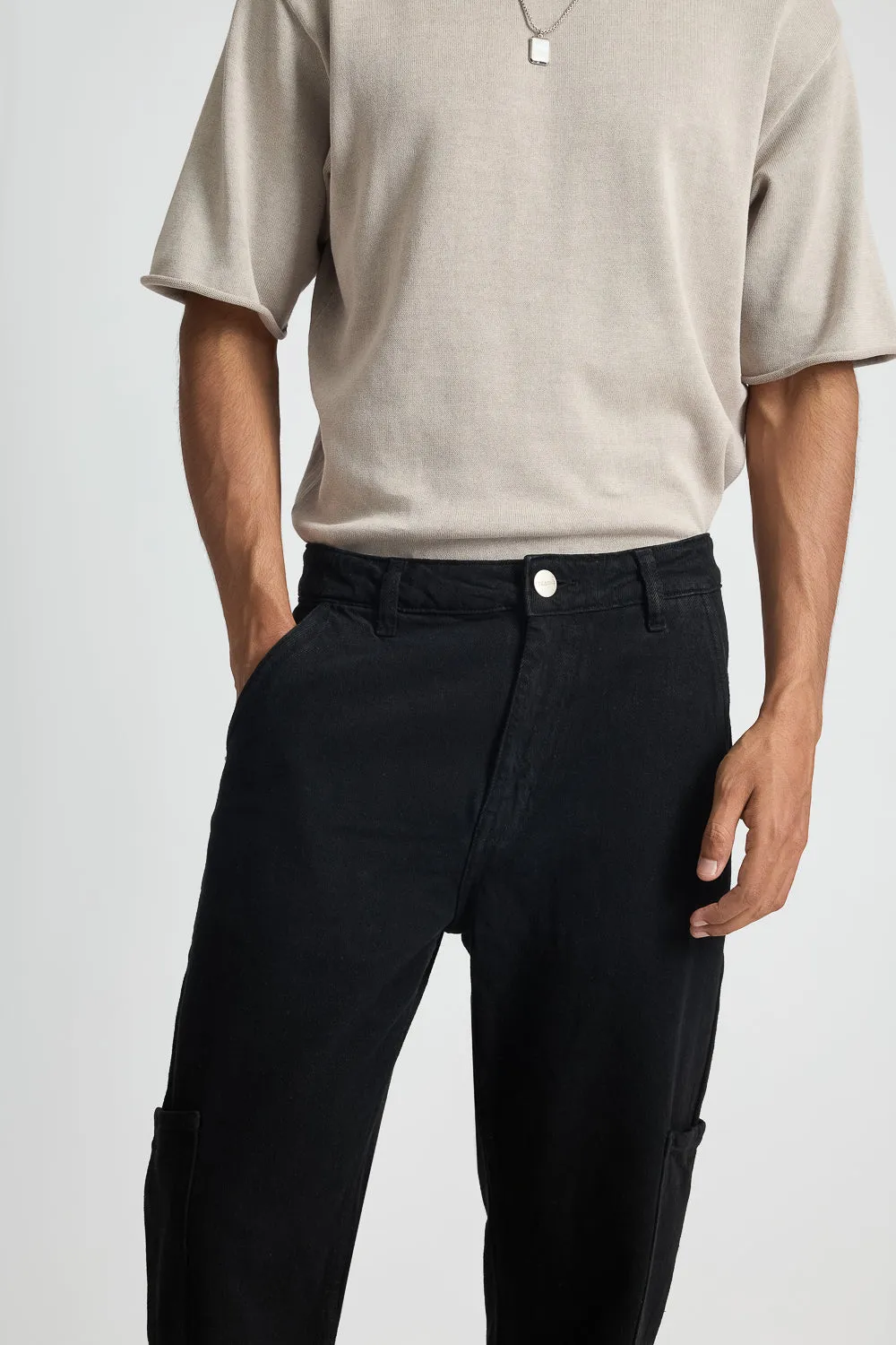 Slim Urban Black Men's Cargo Jeans