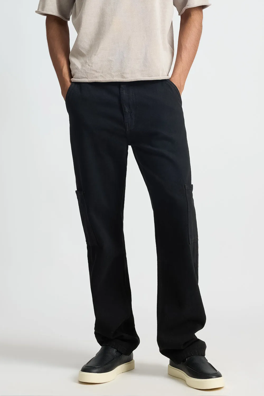 Slim Urban Black Men's Cargo Jeans