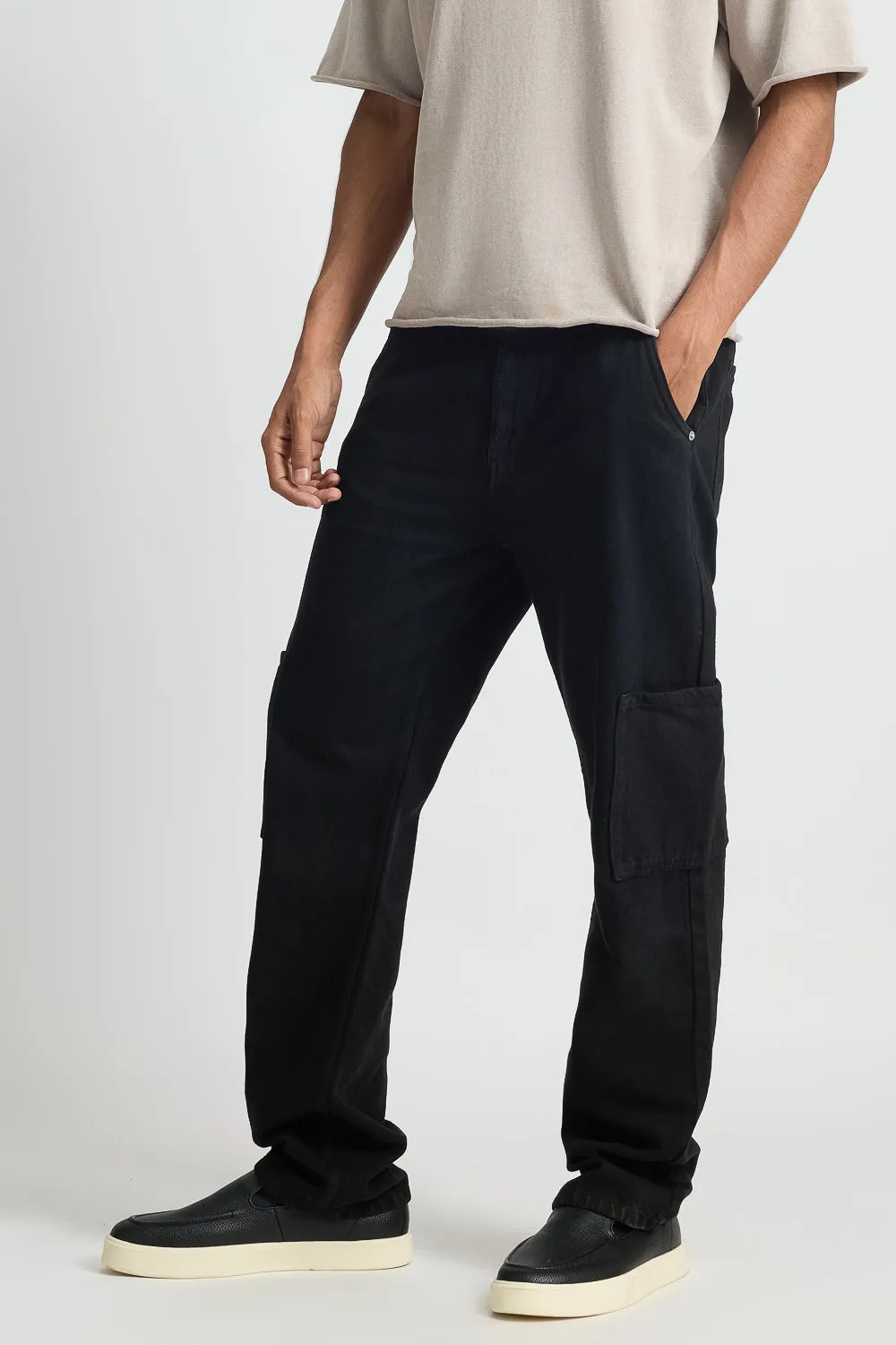Slim Urban Black Men's Cargo Jeans