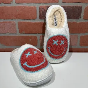Slipper - Smiley Cross Eyes - Red and Blue