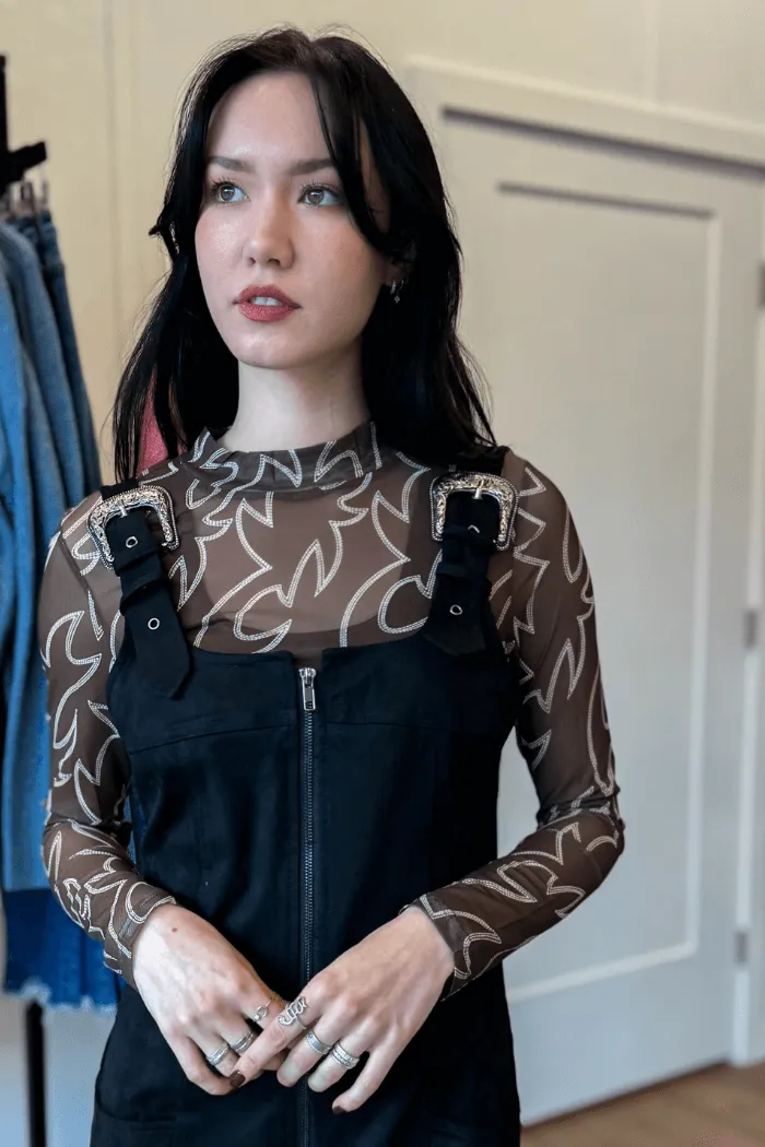 Suede Buckle Strap Mini Dress
