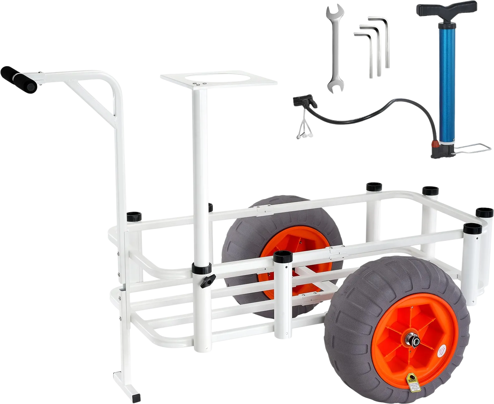 Vevor Beach Fishing Cart with 8 Rod Holders 16" Wheels 350 Lbs Capacity New