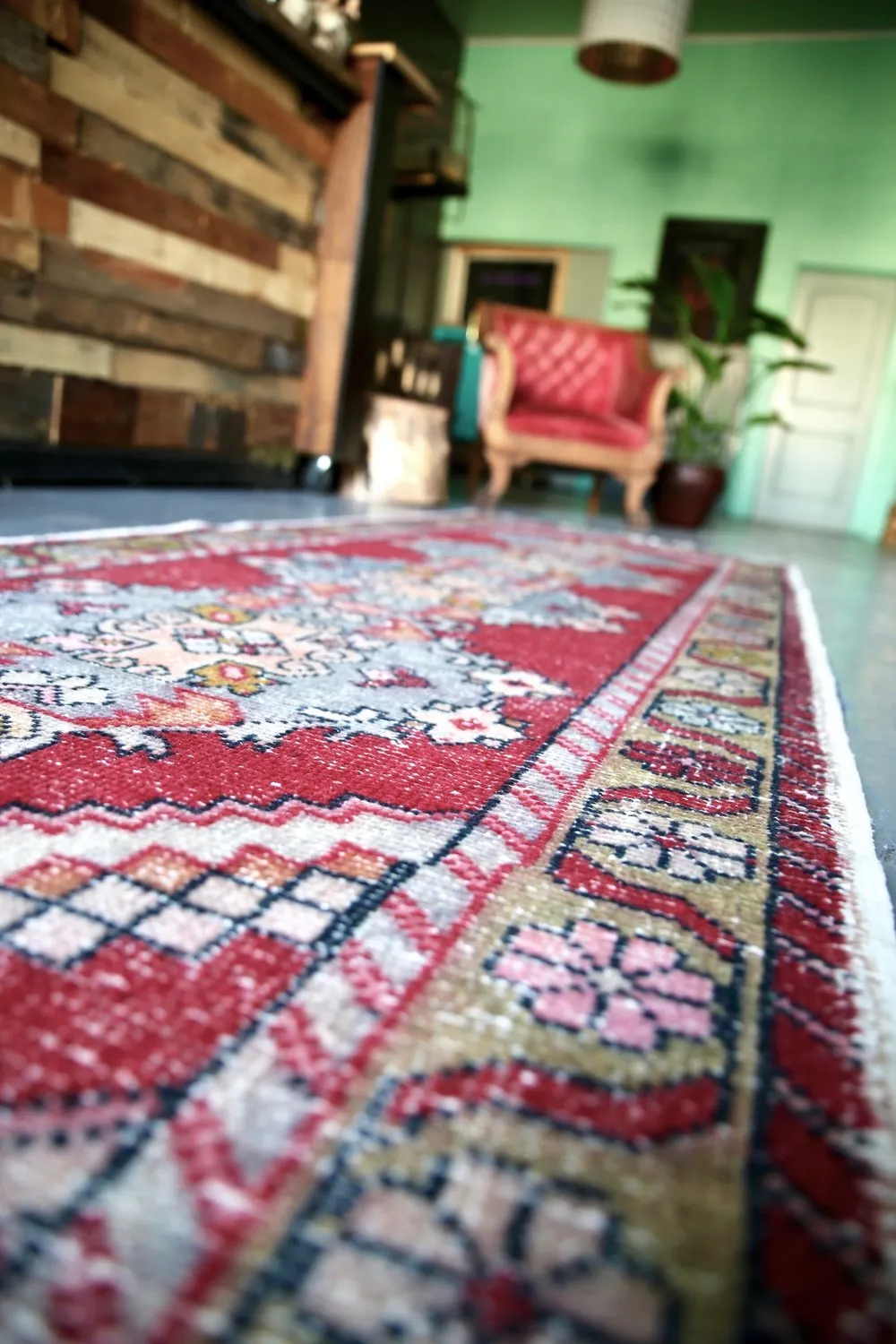 Vintage Faded Anatolian Turkish Runner Rug 3.4ftx9.9ft
