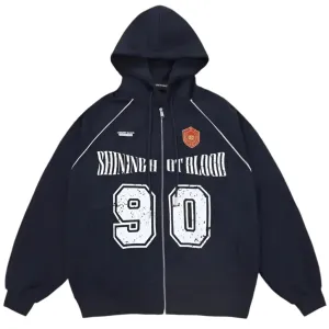 Vintage Racing Sportswear Printed Zip Hoodie