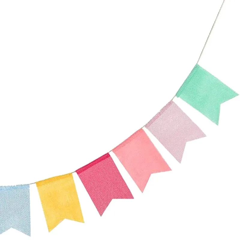 Wedding Party Vintage Rustic Bunting Garland - Pentagon Rainbow