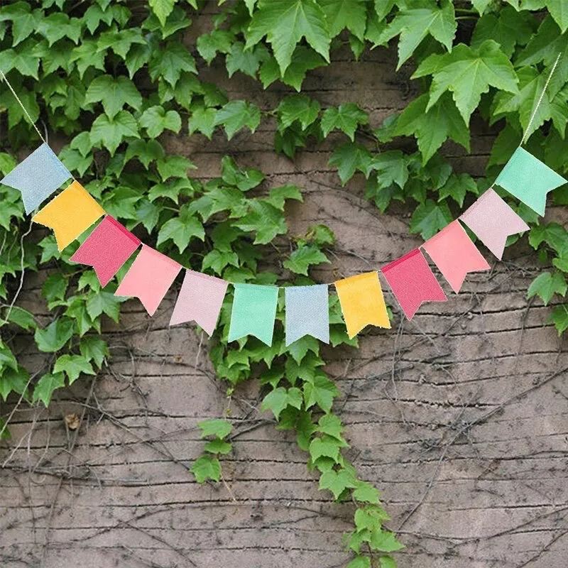 Wedding Party Vintage Rustic Bunting Garland - Pentagon Rainbow