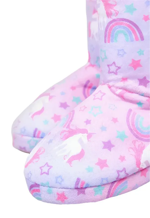 William Lamb Girls Slipper Unicorn Boot Purple/Pink